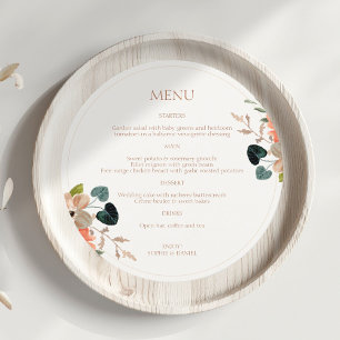 Floral Couple Initials Round Wedding Menu