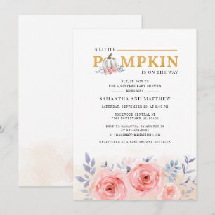  Floral Couples Baby Shower Watercolor Fall Invitation
