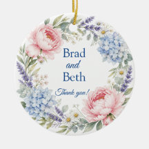 Floral Couples Wedding Favour Ornament