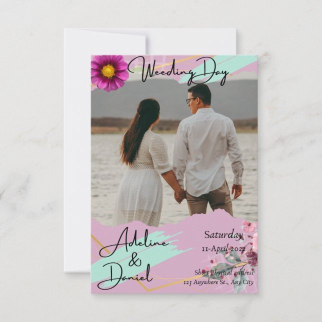 Floral Couples Wedding invitation Template Elegant (Front)
