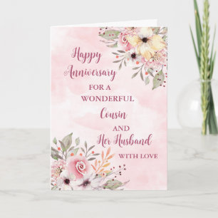 Floral Cousin and her Husband Wedding Anniversary Card