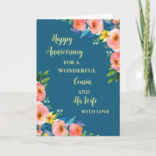 Floral Cousin and His Wife Anniversary Card