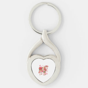 Floral Cow , Cute Cow Design  Key Ring