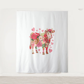 Floral Cow , Cute Cow Design  Tapestry