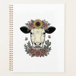 Floral Cow Head Vintage Engraving Design_1 Planner