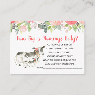 Floral Cow How Big Is Mummy's Belly Girl Shower Enclosure Card