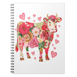 Floral Cow Png, Cute Cow Design Png Notebook