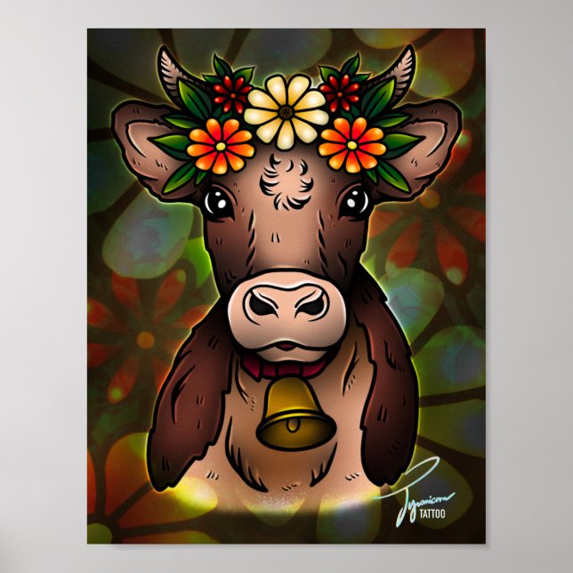 Floral Cow Poster (Front)