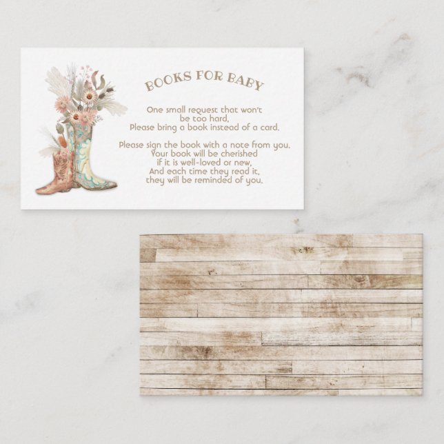 Floral Cowboy Boots Books for baby Enclosure Card (Front/Back)
