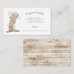 Floral Cowboy Boots Diaper Raffle Enclosure Card