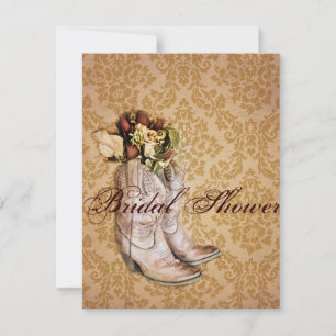 floral cowboy boots western country bridal shower invitation