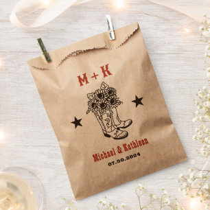 Floral Cowboy Boots Western Country Rustic Wedding Favour Bags
