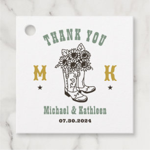 Floral Cowboy Boots Western Country Rustic Wedding Favour Tags