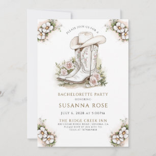 Floral Cowgirl Hat Boots Bachelorette Party Invitation