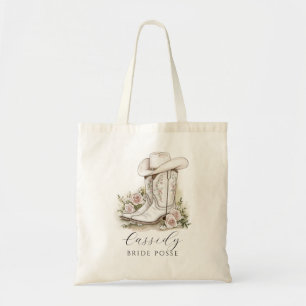Floral Cowgirl Hat Boots Bride Posse  Tote Bag