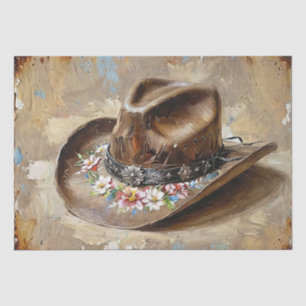 Floral Cowgirl Hat Decoupage Tissue Paper