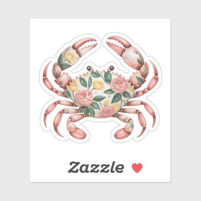 Floral Crab Art Coastal Design (Sheet)