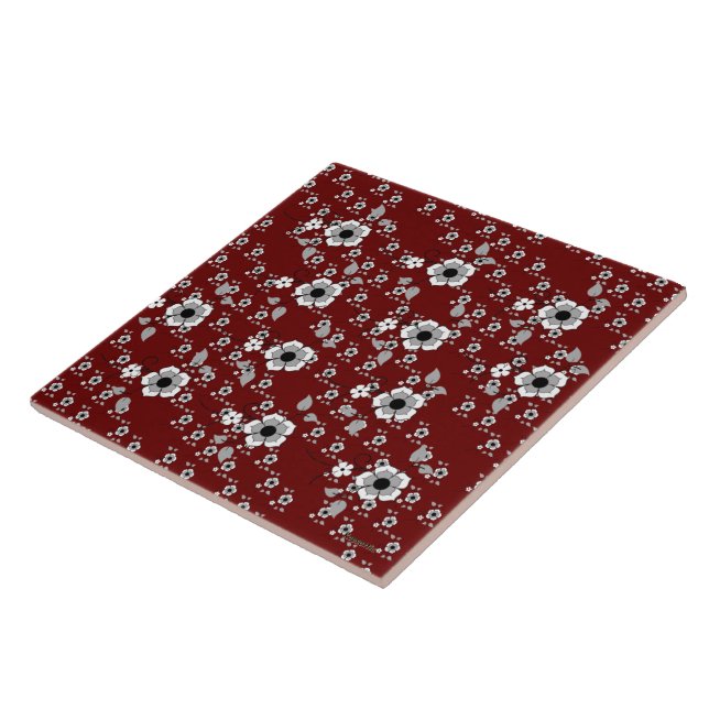 Floral Cranberry Tile (Side)