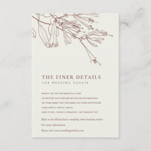 FLORAL CREAM BLUSH LINE DRAWING WEDDING DETAIL ENCLOSURE CARD