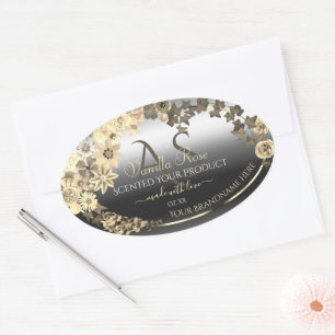 Floral Cream Silver Product Labels with Monogram