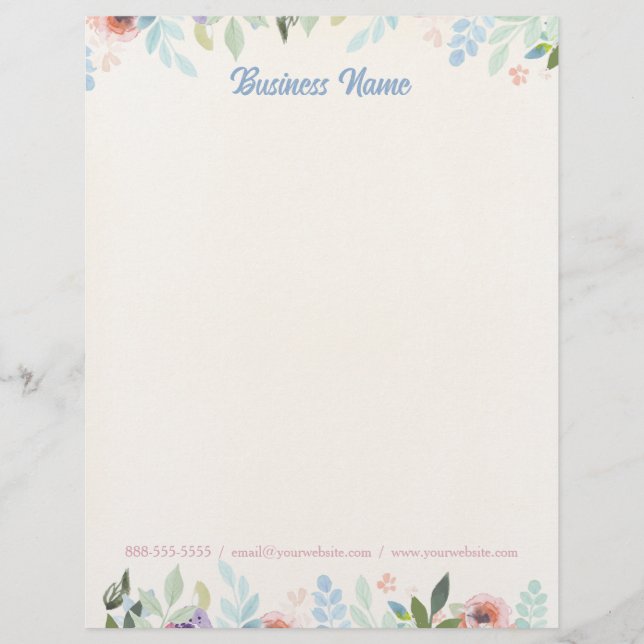 Floral Cream Yellow Letterhead (Front)