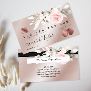 floral credit card rose gold