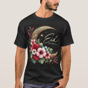 Floral Crescent Eid Mubarak Mens Tshirt