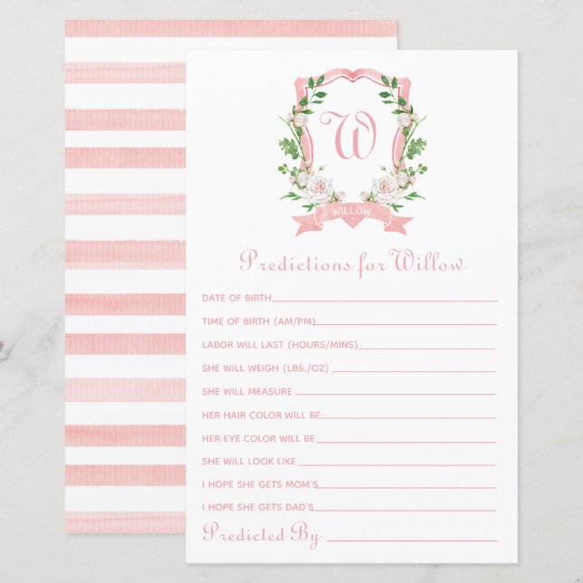 Floral Crest Baby Predictions               (Front/Back)