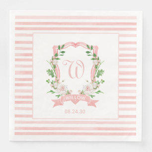 Floral Crest Baby Shower Paper Dinner Napkins