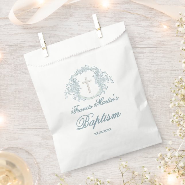 floral crest | Baptism Favour Bags (Clipped)