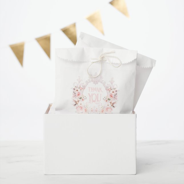 Floral Crest Blush Pink It's a Girl Baby Shower Favour Bags (Party)