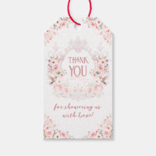 Floral Crest Blush Pink It's a Girl Baby Shower Gift Tags