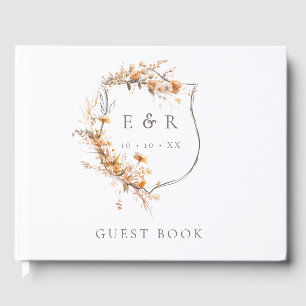 Floral Crest Monogram Fall Wedding Guest Book