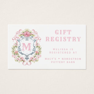 Floral Crest Monogram Gift Registry Card