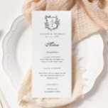 Floral Crest Monogram Wedding Flat Menu<br><div class="desc">Floral crest monogram wedding menu.</div>