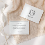 Floral Crest Monogram Wedding Thank You Card<br><div class="desc">Elegant floral crest wedding thank you card.</div>