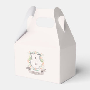 Floral Crest Watercolor Monogram Wedding Favour Box