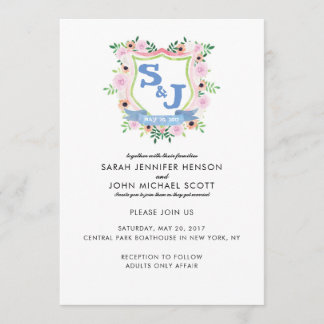 Floral Crest Wedding Invitation