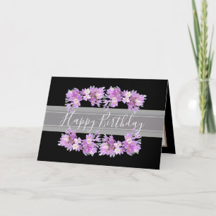 Floral Crocus Flower Bouquet Pink Girl Birthday Card