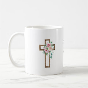 Floral Cross Baptism Coffee Mug