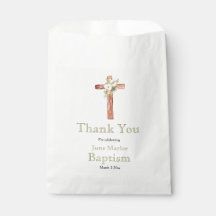 Floral cross baptism party favour bag