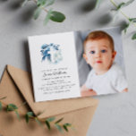 floral cross Baptism photo invitation<br><div class="desc">Celebrate your baby's baptism with this floral cross design with a photo of your baby. The text and wording along with other features of this design can be personalised. The image can be replaced and edited.</div>