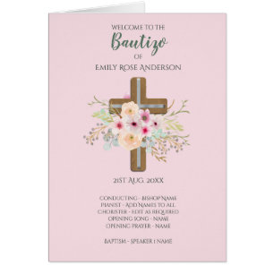 Floral Cross BAUTIZO Bautismo Baptism Program