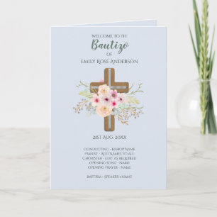 Floral Cross BAUTIZO Bautismo Baptism Program Programme
