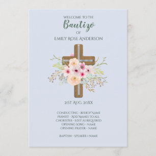 Floral Cross BAUTIZO Bautismo Baptism Program Programme