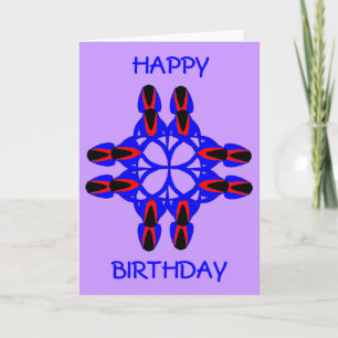Floral Cross Blue Abstract Custom Greeting Card