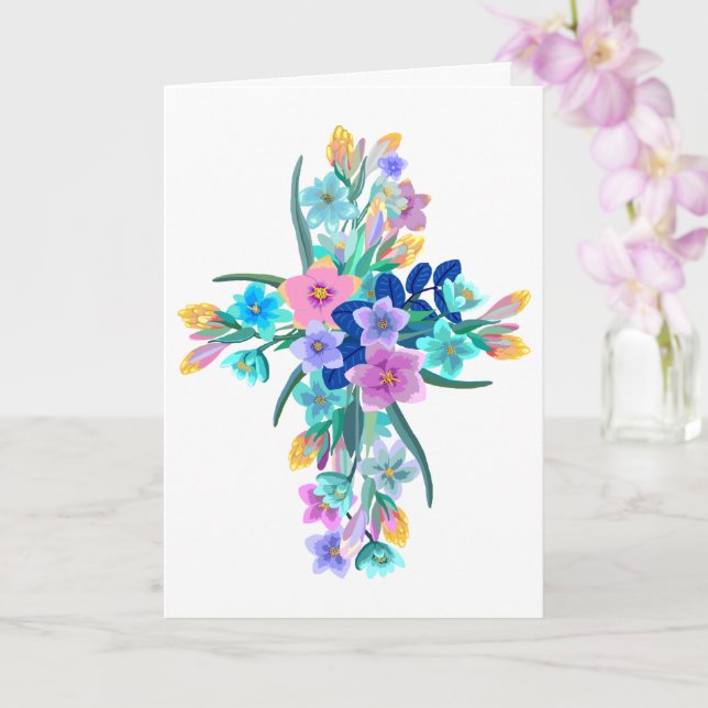 Floral Cross Card (Orchid)
