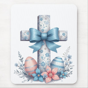 Floral Cross Coquette Jesus Bow Christian Religion Mouse Mat