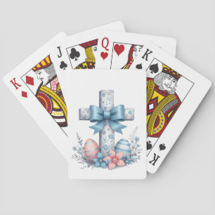 Floral Cross Coquette Jesus Bow Christian Religion Playing Cards