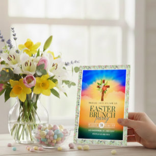 Floral Cross Easter Brunch – Sunrise Spiritual Holiday Card